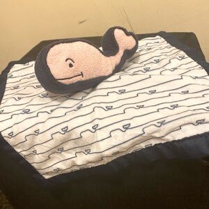 Vineyard Vines Whale Target Lovey Security Baby Blanket White Blue Pink CLEAN!